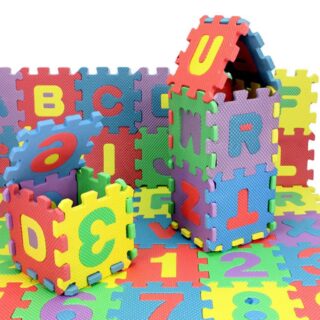 36-piece mini alphabet puzzle for children with white background