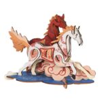 3D wooden horse puzzle on white background
