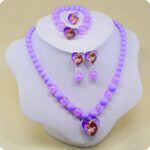 5-piece beaded jewelry set with Snow Queen motif in purple