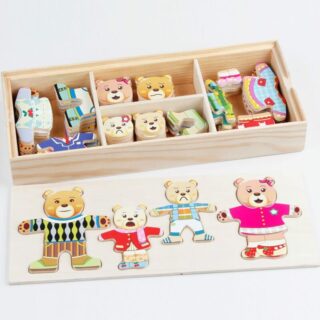 72-piece wooden animal puzzle with wooden box