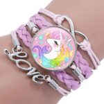 Braided unicorn bracelet for pink girl with word love