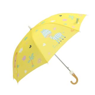 Umbrella with long handle, yellow cartoon on white background