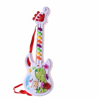 Electric guitar musical game for children colored on white background