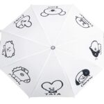 Kpop-style umbrella for children, white with black motif