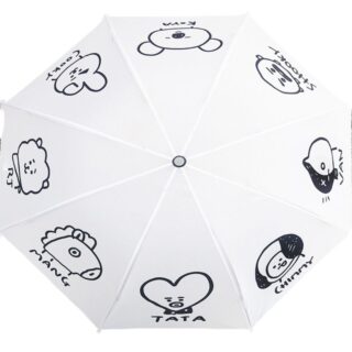 Kpop-style umbrella for children, white with black motif