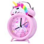 Pink unicorn alarm clock for girls with white background