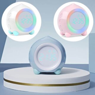 Blue teardrop digital alarm clock with colored rgb light