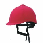 Safety helmet in the shape of a pink cap on a white background