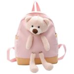 Nylon binder with pink and brown teddy bear with black eyes