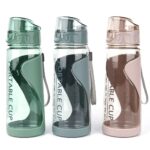 Children's 600 ml plastic sports bottle green, grey and pink