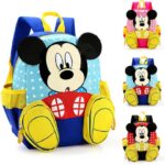 Blue, pink and red Mickey and Minnie Mouse waterproof schoolbag