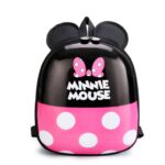 Mickey Mouse patterned schoolbag for children in pink and black on a white background