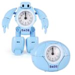 Blue robot deformation alarm clock with white background