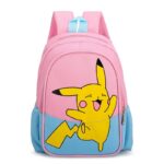 Pink and blue Pikachu children's backpack with yellow pikachu