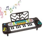 Plastic electronic piano toy for children in black and white