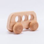 Wooden toy vehicles with hole inside and wooden wheels