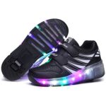 Illuminated children's rollerblades in black with colored LEDs