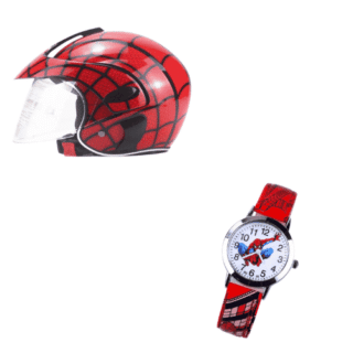 Spiderman helmet + watch pack in red and black