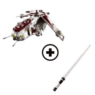 Star Wars red and white starship + lightsaber pack