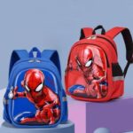 Spiderman schoolbag for kids in red and blue with spiderman design