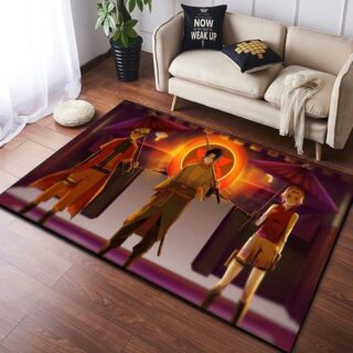 Rectangular rug with 3 naruto characters