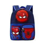 Spiderman 3D school backpack for kids, blue and red, with storage compartments