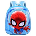 Cute Spiderman backpack for kids in blue with red design and big eyes