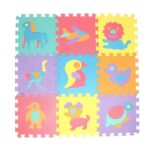 Multicolored puzzle mat with foam animals for children