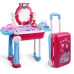 Red dressing table and make-up case for children