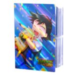 Pokémon 3D ash and pikachu graphic album holder on blue background with effects