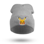 Children's Pokémon knitted hat in grey with pikachu motif