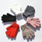 Thick coral fleece gloves for cute, colorful kids