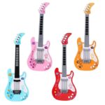 Playful children's electric guitar in blue, pink, red and orange