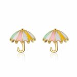 Golden umbrella earrings for little girl