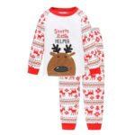 Soft and warm children's Christmas pyjamas with white background