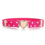 Pink belt with white hearts and metallic heart buckle