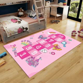 3D princess hopscotch carpet for children with a background for a child's bedroom