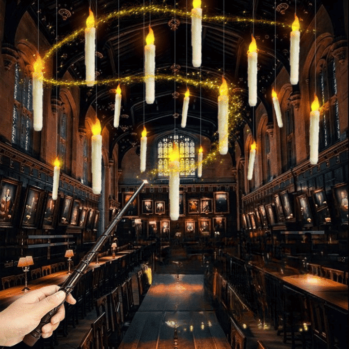 Harry Potter floating LED magic candles with wand