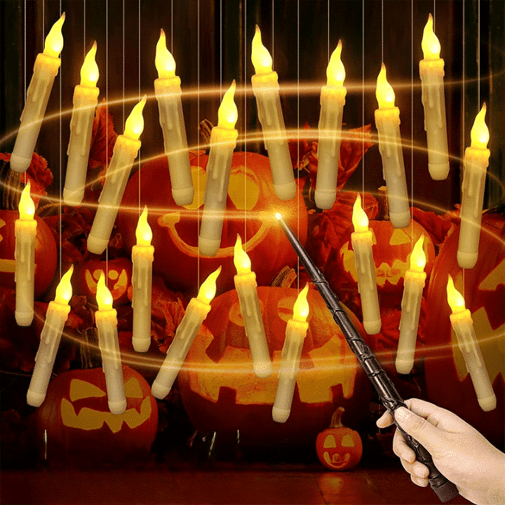 Harry Potter floating LED magic candles with wand - Image 11